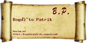 Bogáts Patrik névjegykártya